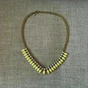J Crew | Bronze and green  rhinestone & stone necklace